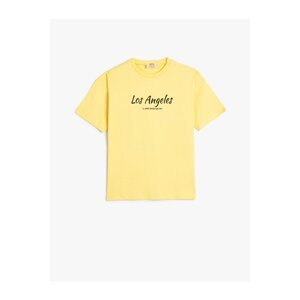 Koton T-Shirt Los Angeles Themed Back Printed Short Sleeve Crew Neck Cotton