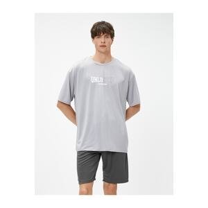 Koton Oversize Sports T-Shirt Slogan Printed Crew Neck