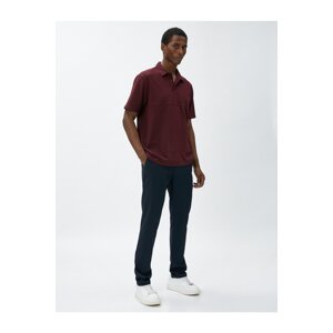 Koton Polo Neck T-Shirt Buttoned Stitching Detail Short Sleeve