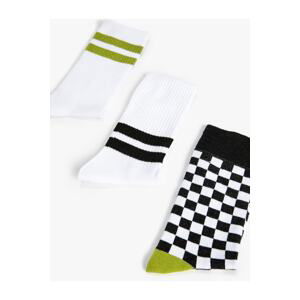 Koton 3-Piece Tennis Socks Set Checkerboard Pattern