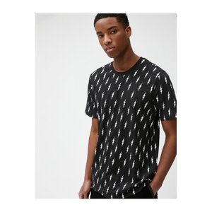 Koton Men's Black Patterned T-Shirt