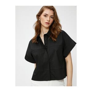 Koton Crop Shirt Short Sleeve Pocket Cotton Cotton