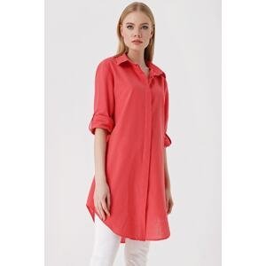 Bigdart 5885 Long Linen Shirts - Pomegranate