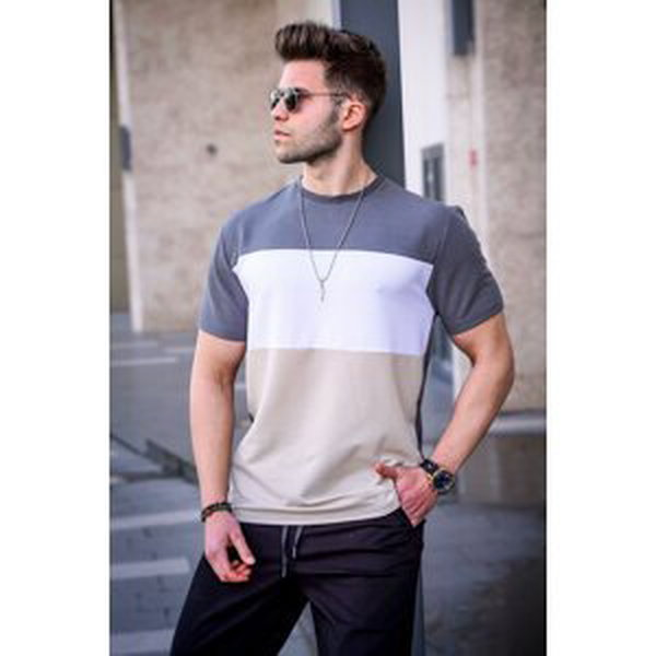 Madmext Men's Color Block Smoked T-Shirt 5826
