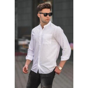 Madmext Men's White Plain Long Sleeve Shirt 5548