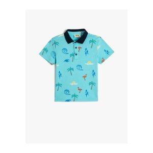 Koton Polo T-Shirt Short Sleeve Buttoned Palm Printed Cotton