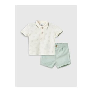 LC Waikiki Baby Boy Polo Short Sleeve Printed T-Shirt and Shorts 2-Set