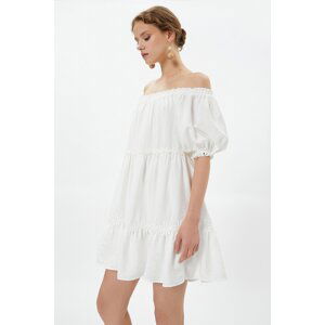 Koton Mini Dress Off Shoulder Layered Daisy Detail