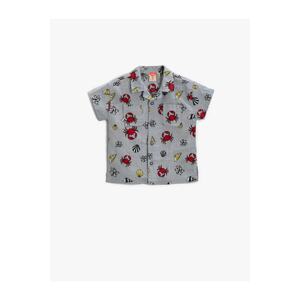 Koton Short Sleeve Shirt Crab Patterned Cotton With Pocket