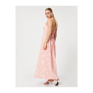 Koton Daisy Strap Linen Blended Long Dress with Bow Detail