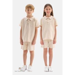 Dagi Beige Natural Color Local Seed Cotton Two Thread Unisex Shorts