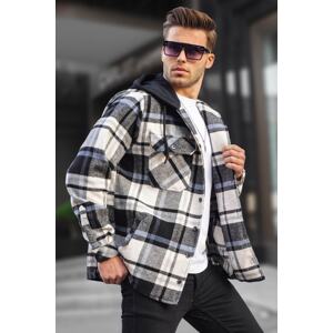 Madmext Black Hooded Plaid Lumberjack Shirt 5577