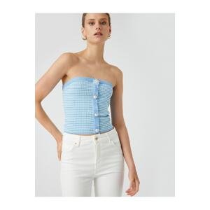 Koton Melis Ağazat X Cotton - Buttoned Strapless Knitwear Crop Top