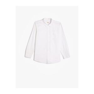 Koton Shirt Pocket Detailed Long Sleeve Cotton Classic Collar