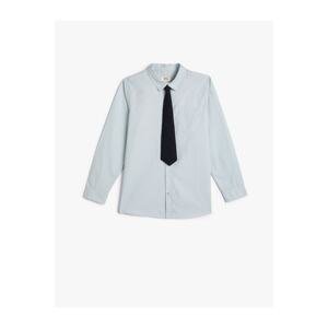 Koton Shirt Tie Detailed Long Sleeve Cotton Classic Collar