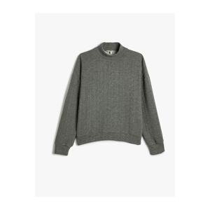 Koton Stand Collar Sweatshirt Textured Long Sleeve