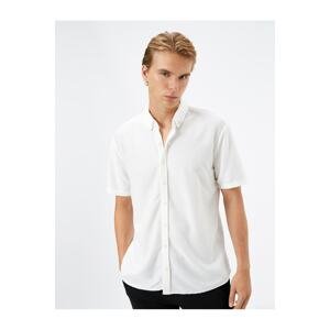Koton Summer Shirt Short Sleeve Textured Classic Collar Buttoned