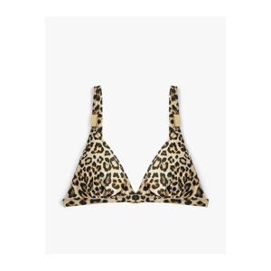 Koton Covered Triangle Bikini Top with Leopard Pattern and Metal Accessories