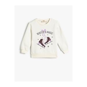 Koton Sweatshirt Ice Skating Sequin Embellished Glittery Rayon Cotton Cotton