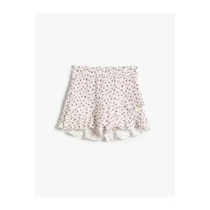 Koton Mini Short Skirt Floral Double Breasted Frilly Textured