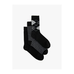 Koton Striped Three-Pack Socks Set, Geometric Pattern