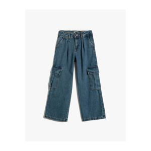 Koton Cargo Jeans Wide Leg Cotton Elastic Waist Pocket - Cargo Jean