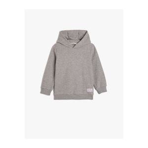 Koton Basic Hooded Sweatshirt Soft Textured Label Detail