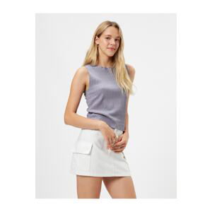 Koton Crop Undershirt Slim Fit Textured Sleeveless