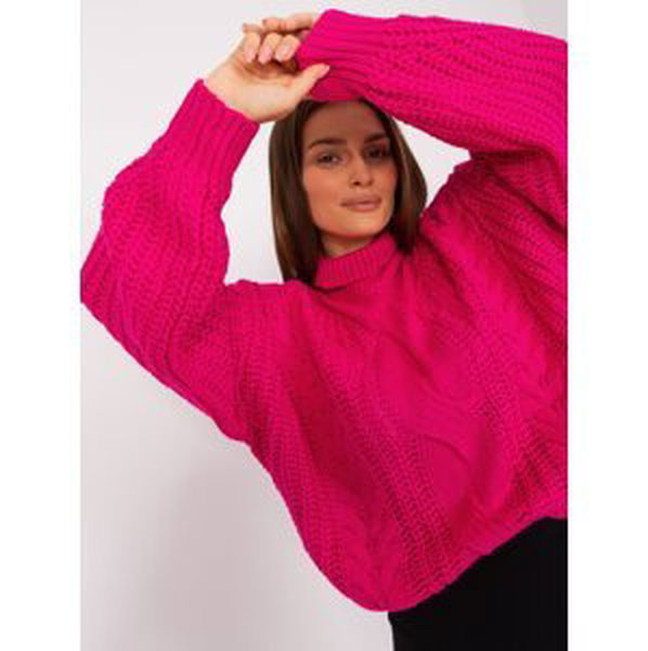 Women's Fuchsia Oversize Sweater with Turtleneck