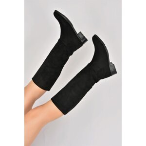 Fox Shoes Black Suede Flat Sole Daily Women's Boots