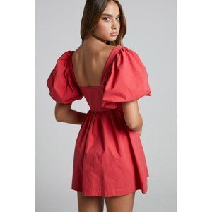 Madmext Red Heart Collar Balloon Sleeve Women's Dress