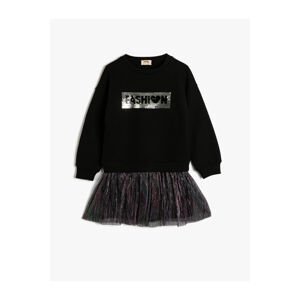 Koton Sweat Dress with Sequin Embroidered Tulle Skirt