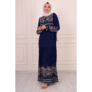 InStyle Juicy Patterned Loose Dress - Navy Blue