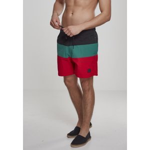 Color Block Swimshorts firered/black/green
