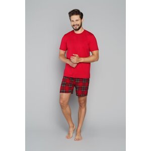 Men's pyjamas Narwik, short sleeves, short legs - red/print