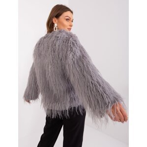 Light gray transitional jacket with eco fur