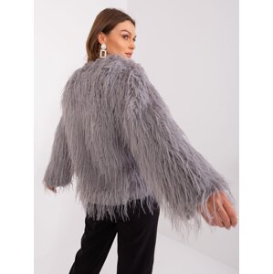 Light gray transitional jacket with eco fur