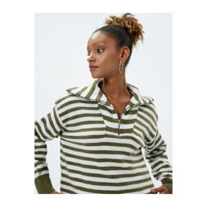 Koton Women's Khaki Striped Sweater
