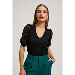 Lace blouse with puff sleeves