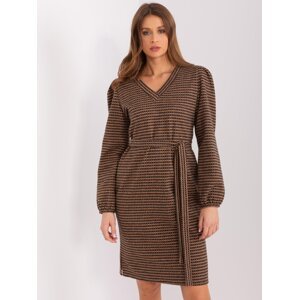 Camel and black women's dresses with patterns