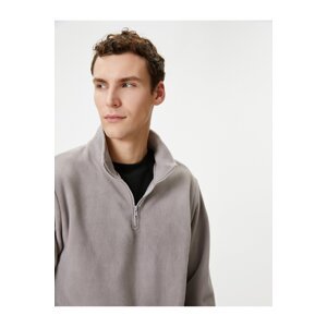 Koton Fleece Sweatshirt Half Zipper Stand Collar Long Sleeve