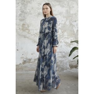 InStyle Tulle Dress with Belted Collar - Navy Blue