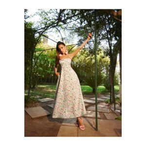 Koton Rachel Araz X Cotton - Floral Cotton Strap Midi Dress