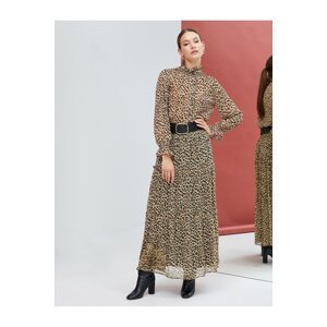 Koton Maxi šifónová sukňa s leopardím vzorom a volánikmi, s podšívkou.