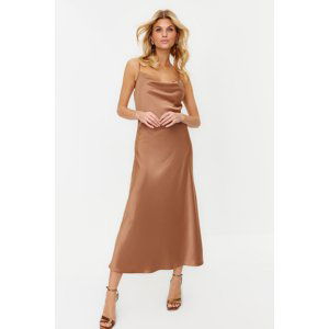 Trendyol Satin Dress with Brown Accessories