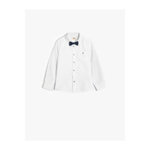 Koton Bow Tie Long Sleeve Shirt with Pocket Detail