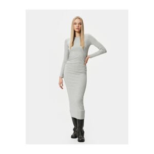 Koton Midi Dress Crew Neck Long Sleeve Slim Fit