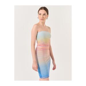 Jimmy Key Strapless Blue Sunset Patterned Dress