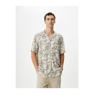 Koton Camouflage Printed Shirt Short Sleeve Turndown Collar Viscose Fabric