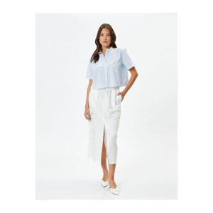 Koton Short Sleeve Poplin Shirt with Lace Collar Yoke